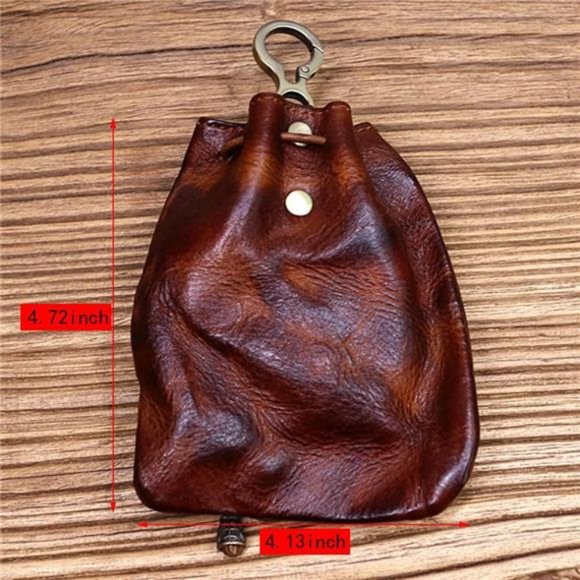 1 Pcs Leather Mini Medieval Pouch Keychain, Coin Organizer, Change Holder - Picture 5 of 6
